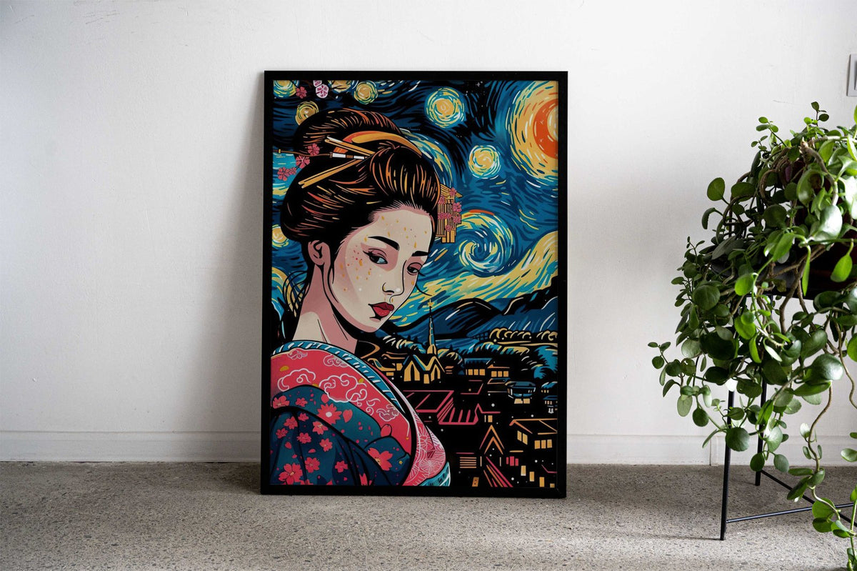 Geisha Japan Van Gogh Asian Style Poster | Wall Art for Home & Office | High-Quality Print - High-Quality Visual Display