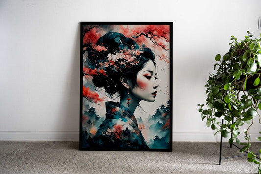Geisha Japan Warrior Asian Style Poster | Wall Art for Home & Office | High-Quality Print - High-Quality Visual Display