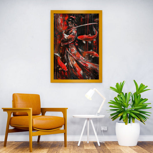 Geisha Japanese Fish Koi Asian Style Poster | Wall Art for Home & Office | High-Quality Print - High-Quality Visual Display