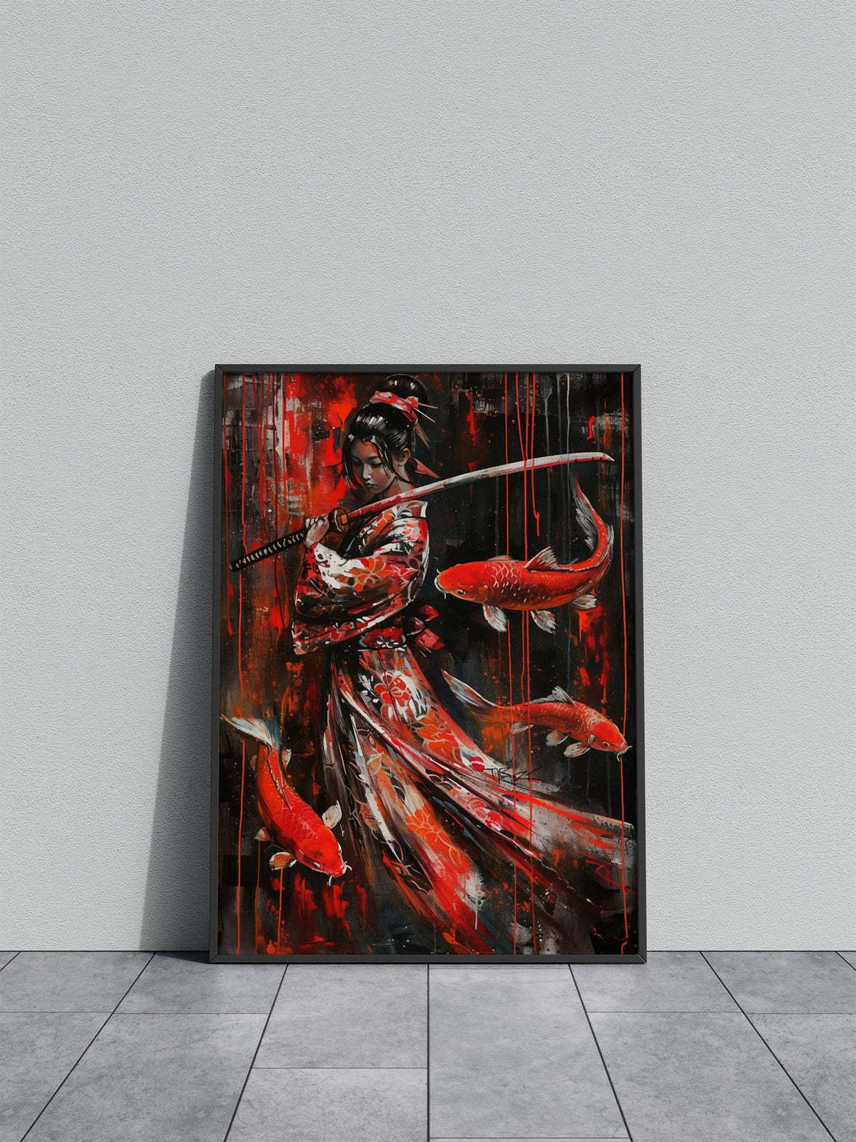 Geisha Japanese Fish Koi Asian Style Poster | Wall Art for Home & Office | High-Quality Print - High-Quality Visual Display