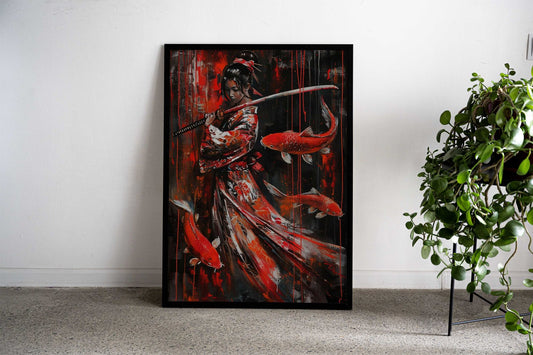 Geisha Japanese Fish Koi Asian Style Poster | Wall Art for Home & Office | High-Quality Print - High-Quality Visual Display