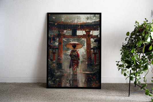 Geisha Japanese Torii Gate Asian Style Poster | Wall Art for Home & Office | High-Quality Print - High-Quality Visual Display