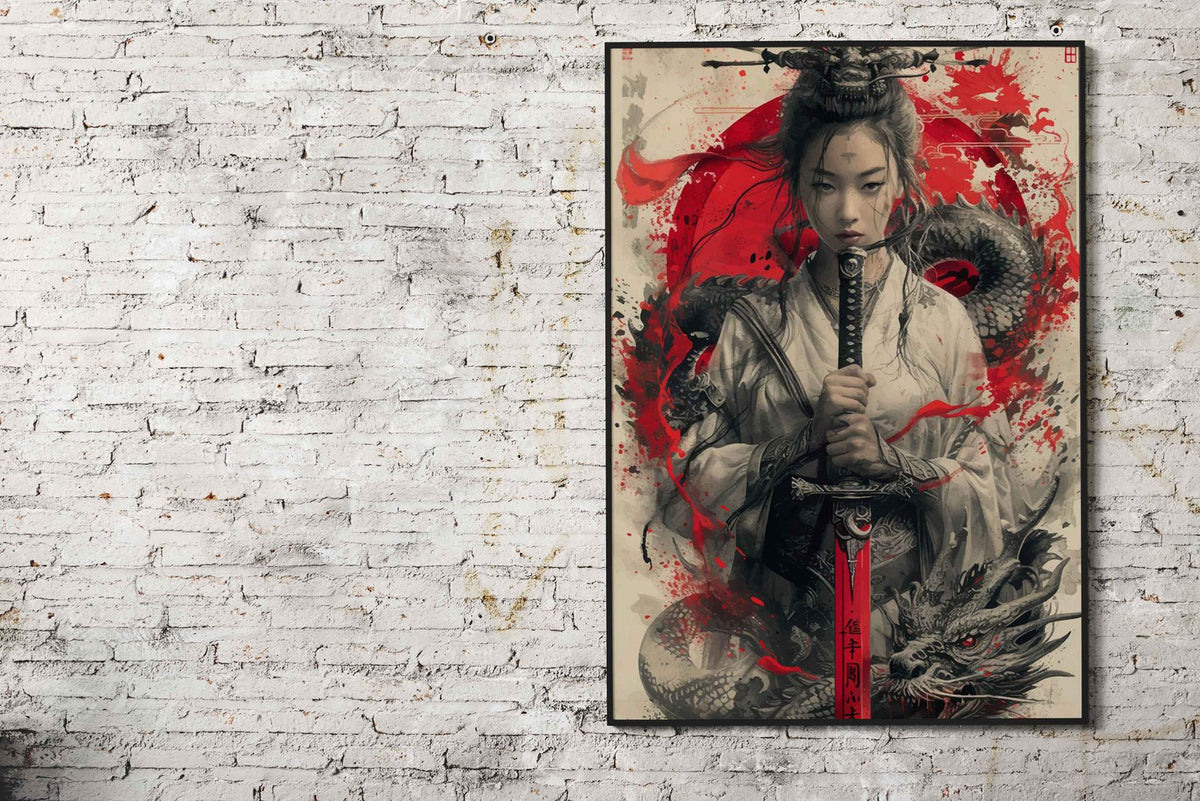 Geisha Japanese Warrior Asian Style Poster | Wall Art for Home & Office | High-Quality Print - High-Quality Visual Display