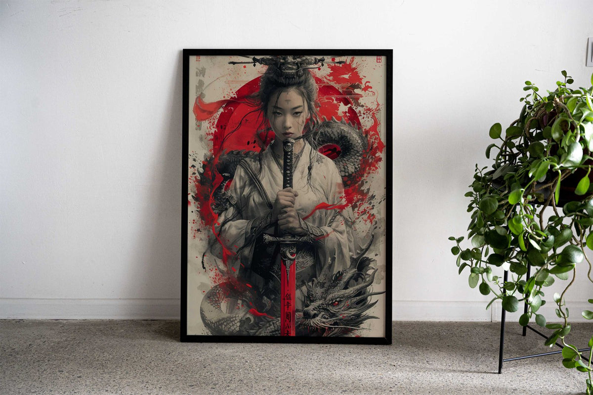 Geisha Japanese Warrior Asian Style Poster | Wall Art for Home & Office | High-Quality Print - High-Quality Visual Display