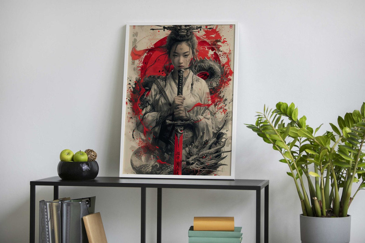 Geisha Japanese Warrior Asian Style Poster | Wall Art for Home & Office | High-Quality Print - High-Quality Visual Display