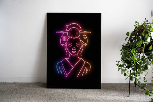 Geisha Light Neon Japan Asian Style Poster | Wall Art for Home & Office | High-Quality Print - High-Quality Visual Display