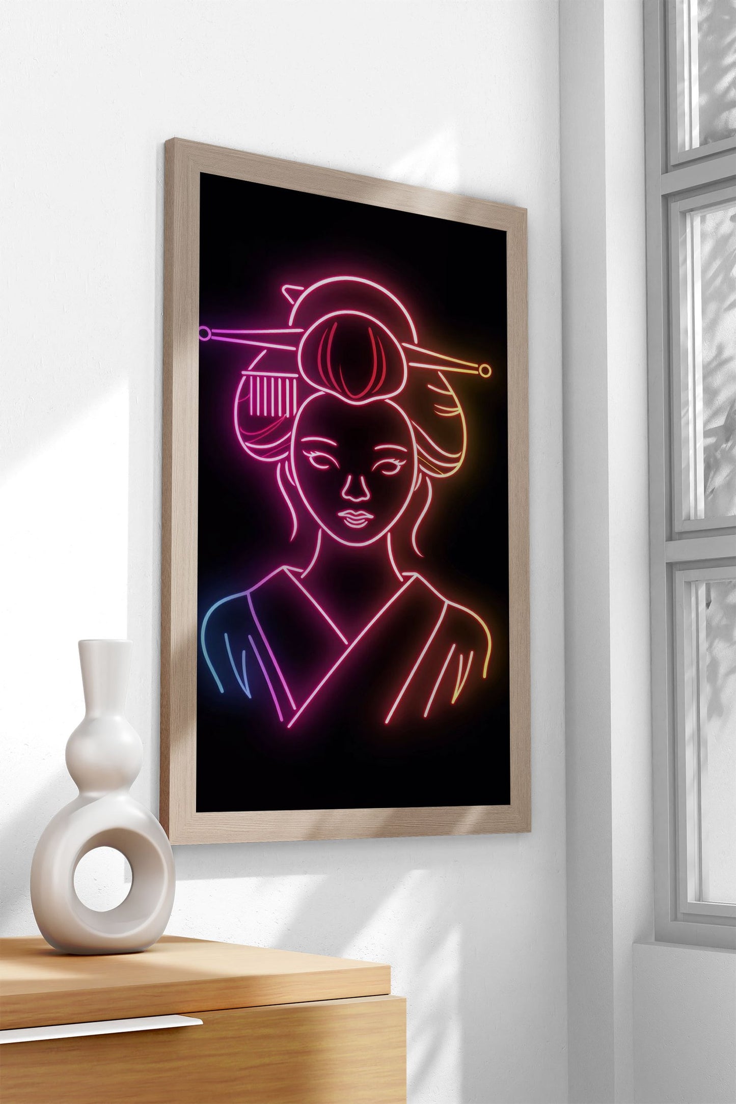 Geisha Light Neon Japan Asian Style Poster | Wall Art for Home & Office | High-Quality Print