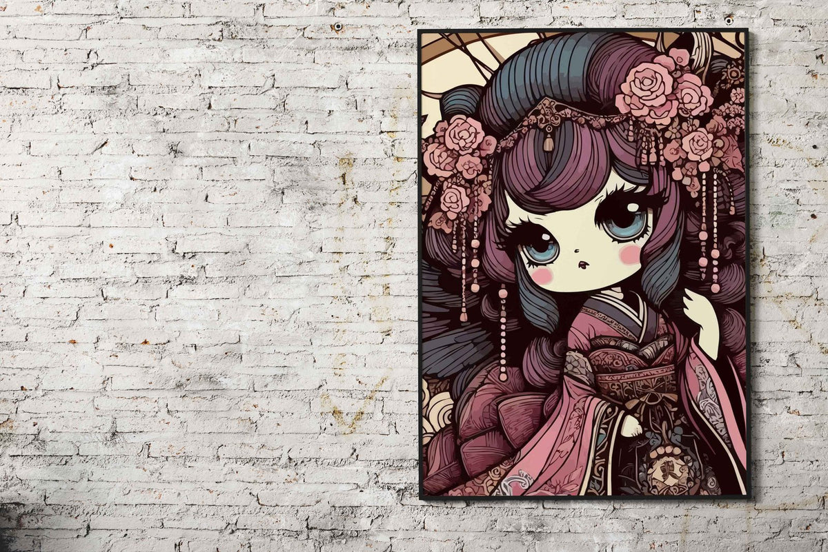 Geisha Lolita Kawaii Asian Style Poster | Wall Art for Home & Office | High-Quality Print - High-Quality Visual Display