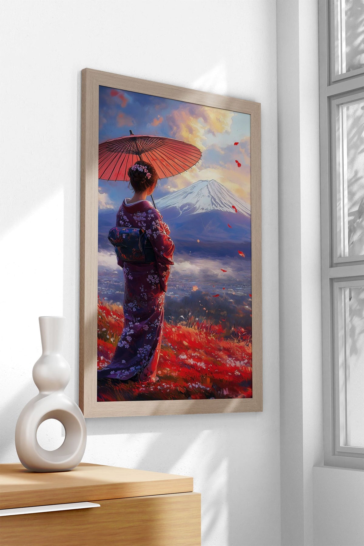 Geisha Looking at Fuji Asian Style Poster | Wall Art for Home & Office | High-Quality Print - High-Quality Visual Display