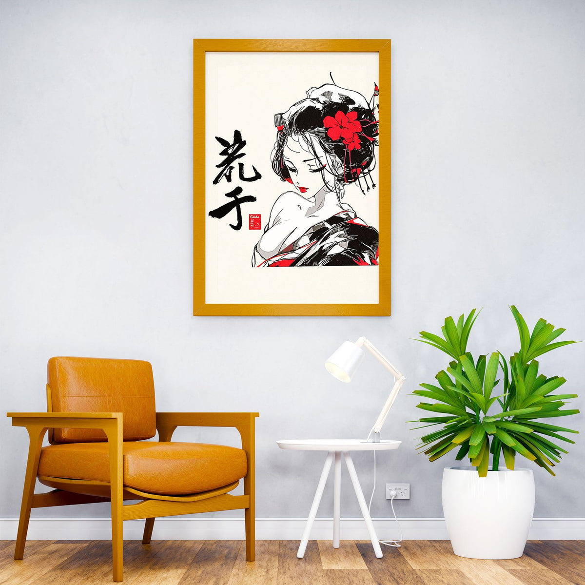 Geisha Minimalist Art Asian Style Poster | Wall Art for Home & Office | High-Quality Print - High-Quality Visual Display
