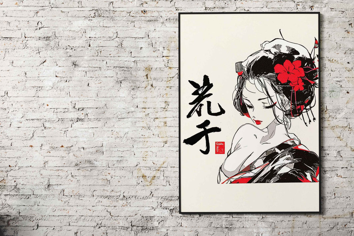 Geisha Minimalist Art Asian Style Poster | Wall Art for Home & Office | High-Quality Print - High-Quality Visual Display