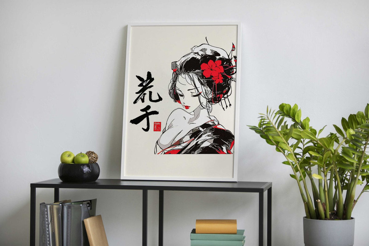 Geisha Minimalist Art Asian Style Poster | Wall Art for Home & Office | High-Quality Print - High-Quality Visual Display