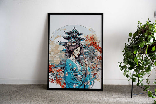 Geisha Minimalist Asian Style Poster | Wall Art for Home & Office | High-Quality Print - High-Quality Visual Display