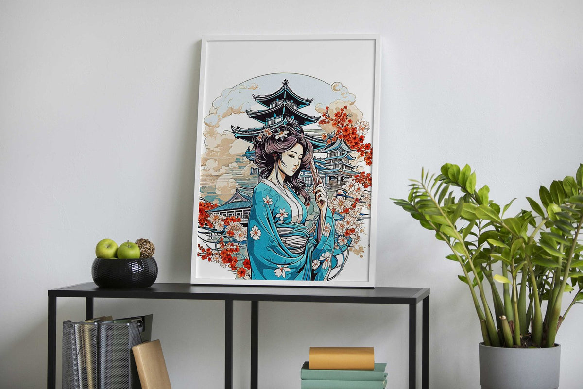 Geisha Minimalist Asian Style Poster | Wall Art for Home & Office | High-Quality Print - High-Quality Visual Display