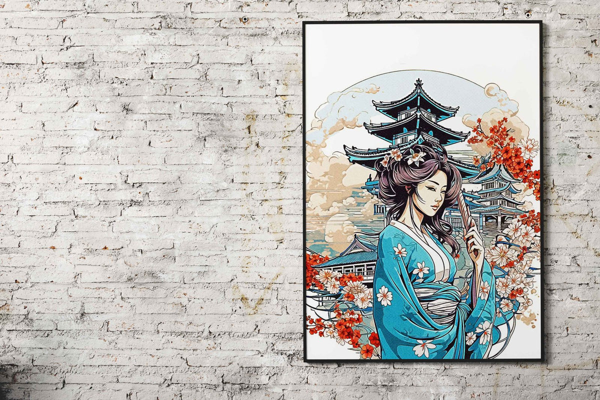 Geisha Minimalist Asian Style Poster | Wall Art for Home & Office | High-Quality Print - High-Quality Visual Display