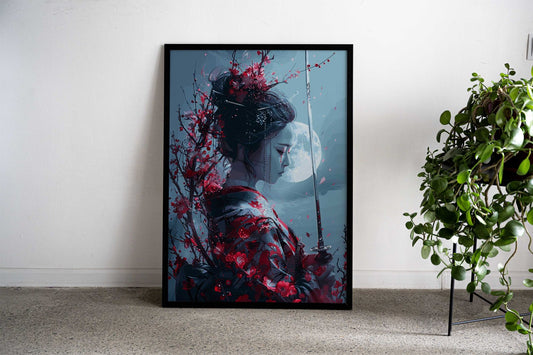 Geisha Moon Japan Asian Style Poster | Wall Art for Home & Office | High-Quality Print - High-Quality Visual Display