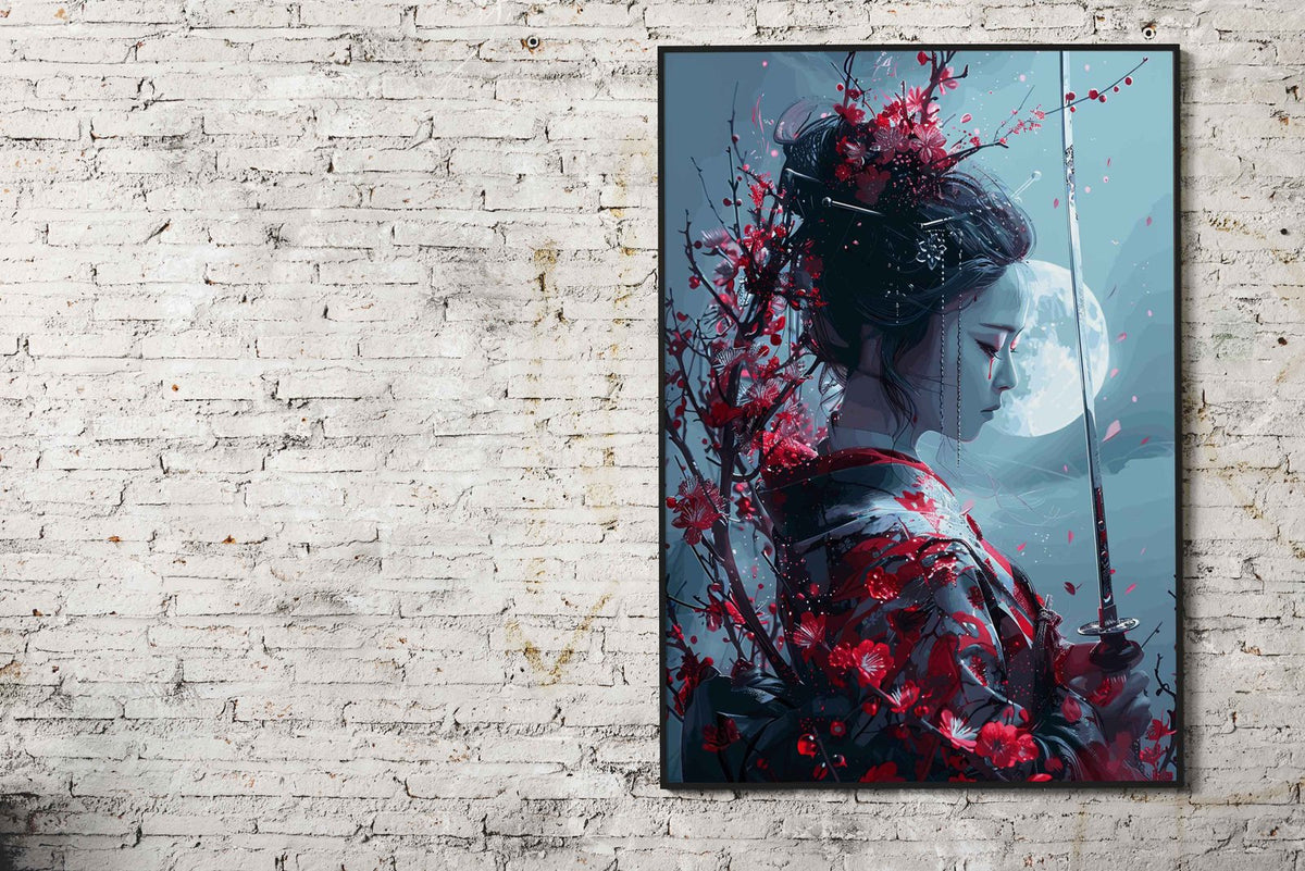 Geisha Moon Japan Asian Style Poster | Wall Art for Home & Office | High-Quality Print - High-Quality Visual Display