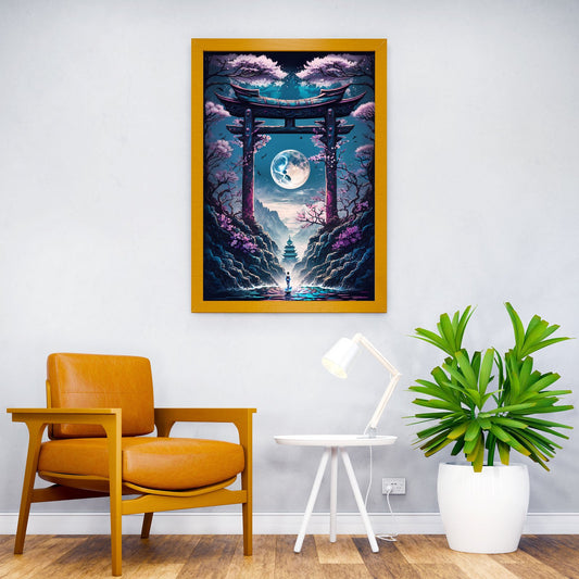Geisha Moonlight Asian Style Poster | Wall Art for Home & Office | High-Quality Print - High-Quality Visual Display