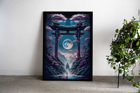 Geisha Moonlight Asian Style Poster | Wall Art for Home & Office | High-Quality Print - High-Quality Visual Display