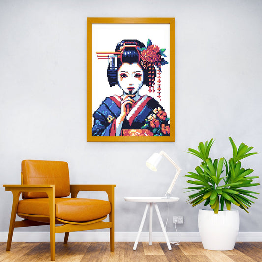 Geisha Pixel Art Asian Style Poster | Wall Art for Home & Office | High-Quality Print - High-Quality Visual Display