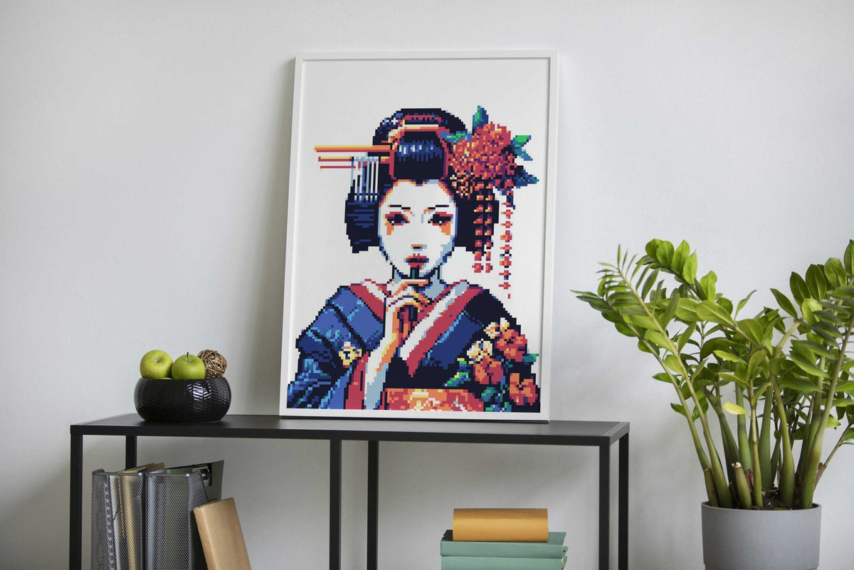 Geisha Pixel Art Asian Style Poster | Wall Art for Home & Office | High-Quality Print - High-Quality Visual Display