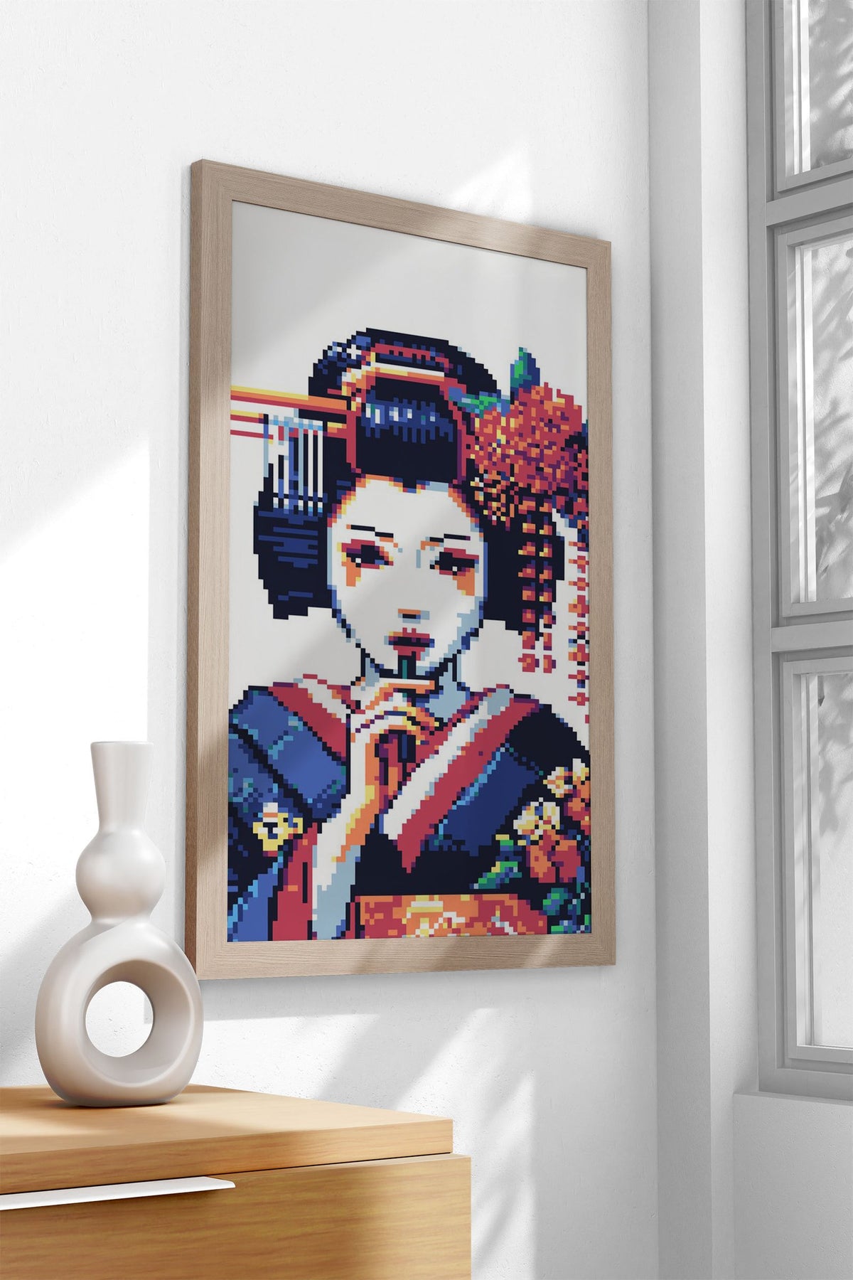 Geisha Pixel Art Asian Style Poster | Wall Art for Home & Office | High-Quality Print - High-Quality Visual Display