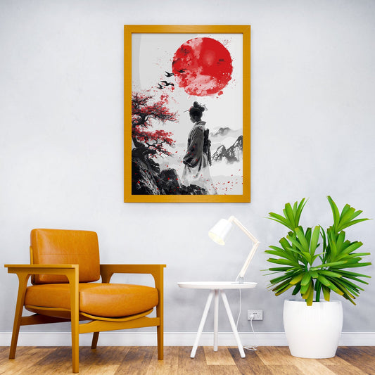 Geisha Red Sun Japan Asian Style Poster | Wall Art for Home & Office | High-Quality Print - High-Quality Visual Display