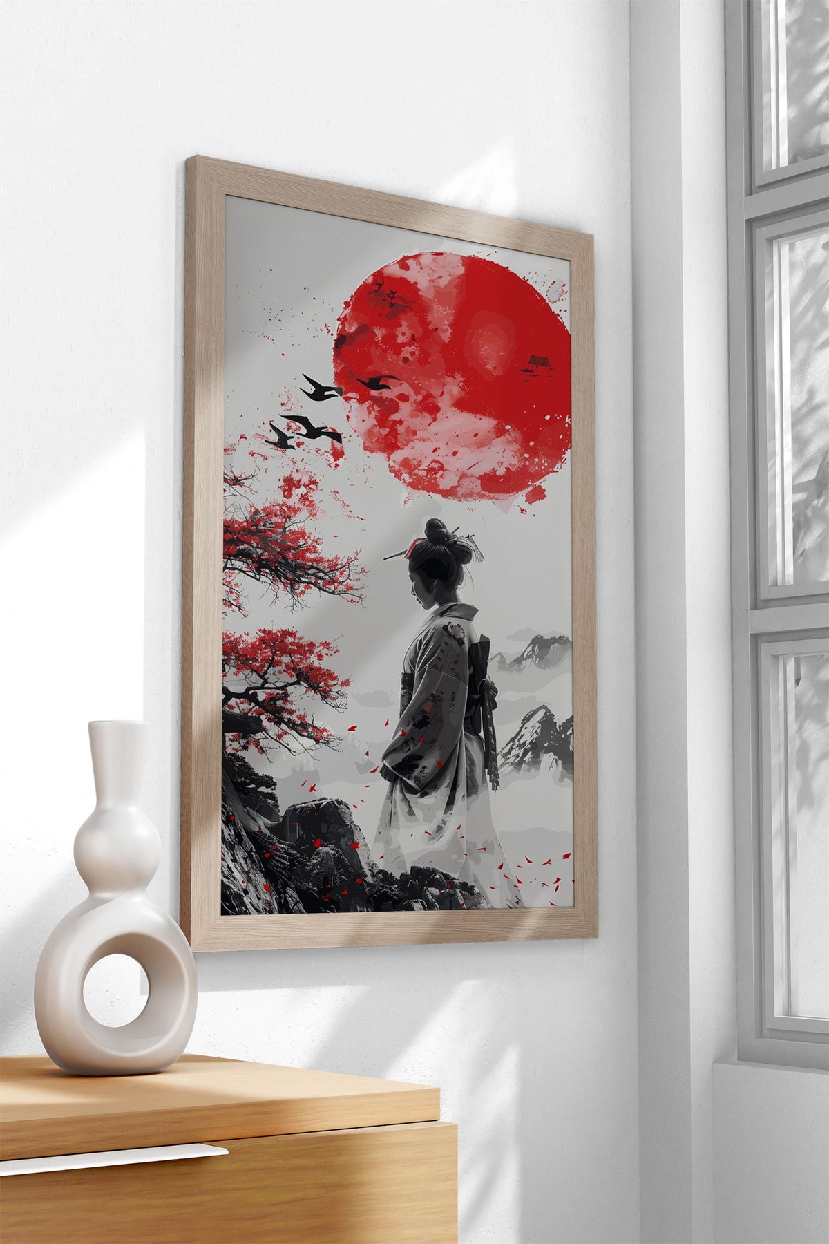 Geisha Red Sun Japan Asian Style Poster | Wall Art for Home & Office | High-Quality Print - High-Quality Visual Display