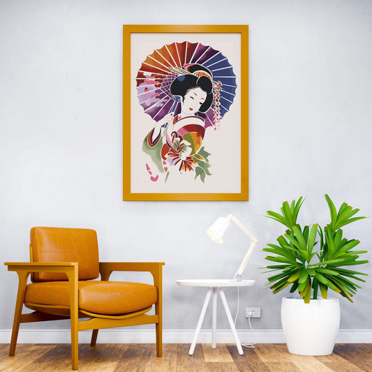 Geisha Retro Japanese Asian Style Poster | Wall Art for Home & Office | High-Quality Print - High-Quality Visual Display