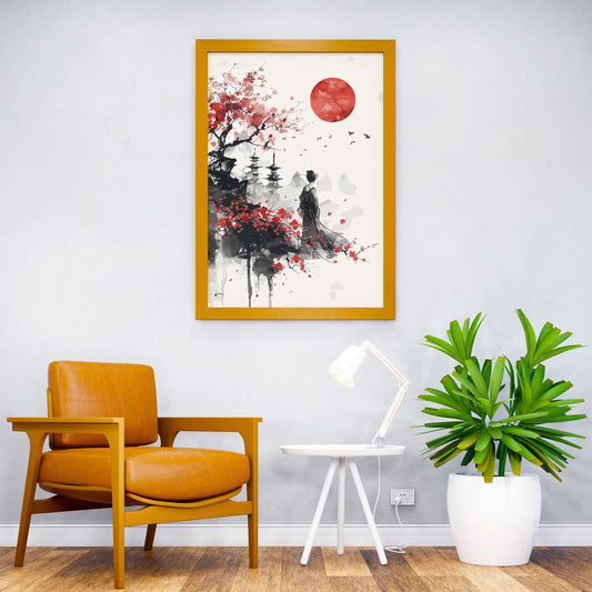 Geisha Sakura Japan Asian Style Poster | Wall Art for Home & Office | High-Quality Print - High-Quality Visual Display