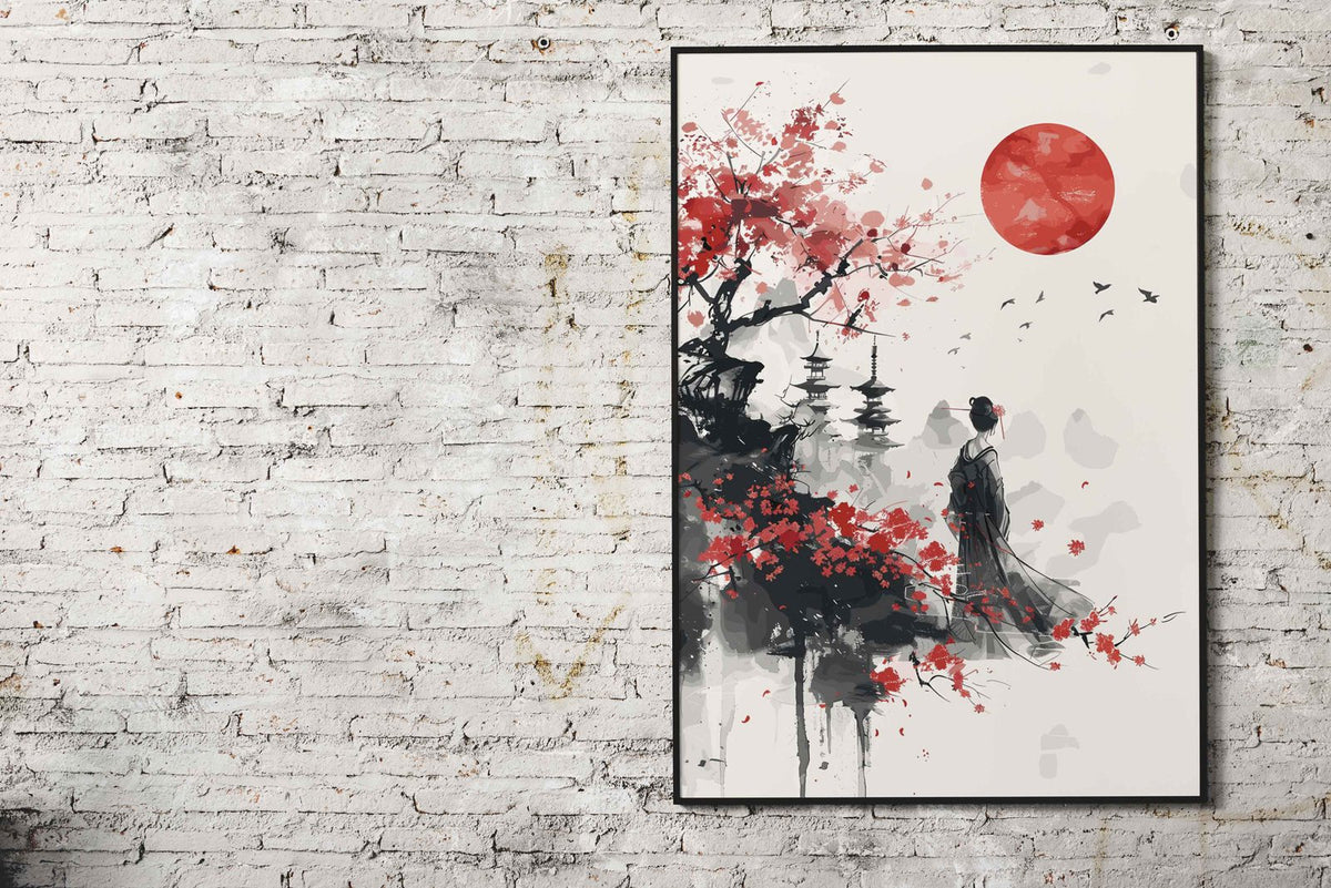 Geisha Sakura Japan Asian Style Poster | Wall Art for Home & Office | High-Quality Print - High-Quality Visual Display