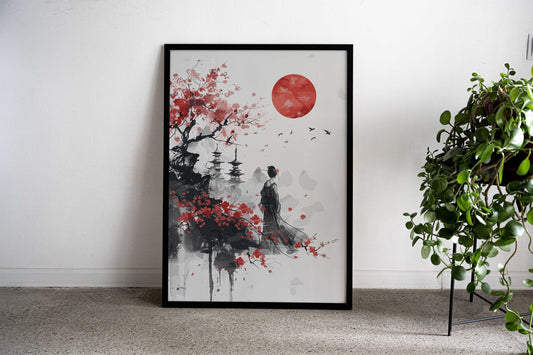 Geisha Sakura Japan Asian Style Poster | Wall Art for Home & Office | High-Quality Print - High-Quality Visual Display