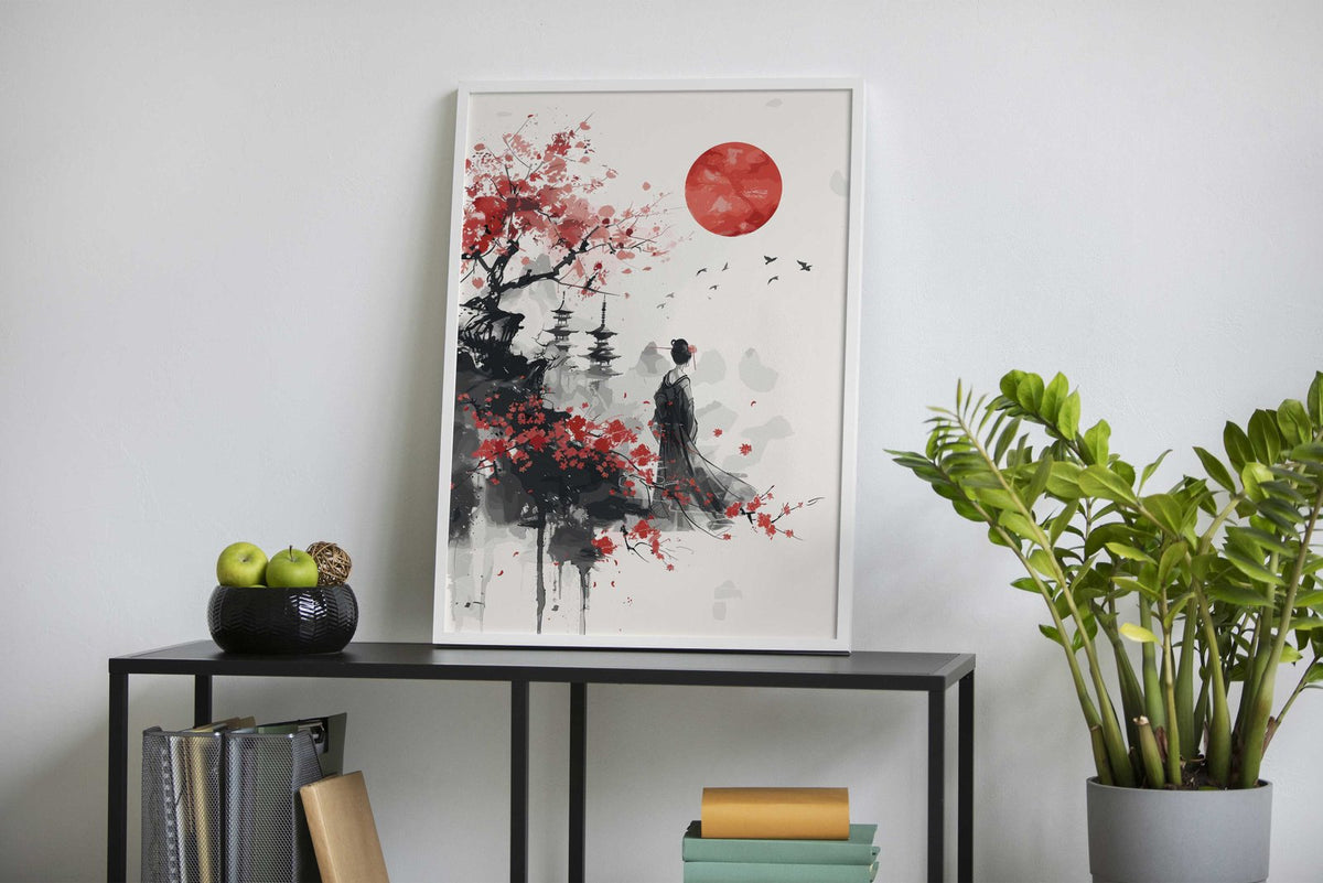 Geisha Sakura Japan Asian Style Poster | Wall Art for Home & Office | High-Quality Print - High-Quality Visual Display