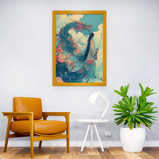 Geisha Samurai Dragon Asian Style Poster | Wall Art for Home & Office | High-Quality Print - High-Quality Visual Display