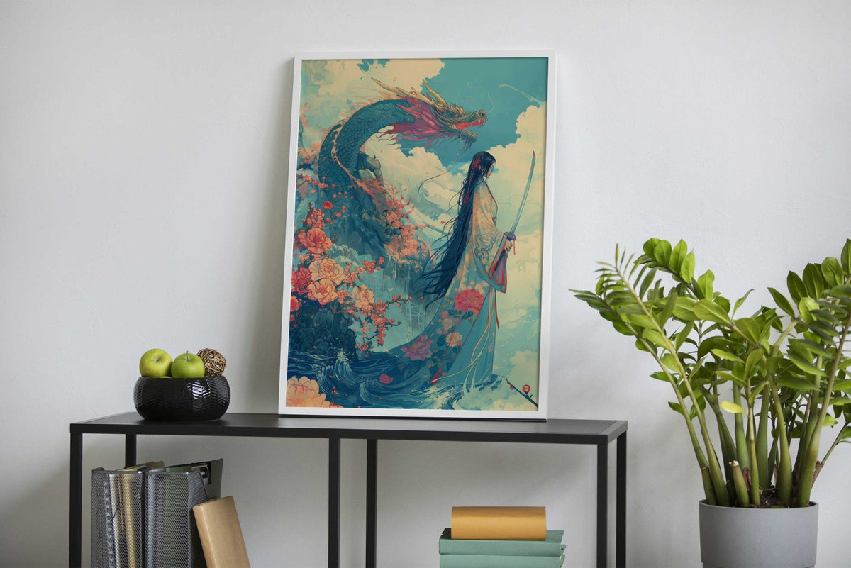 Geisha Samurai Dragon Asian Style Poster | Wall Art for Home & Office | High-Quality Print - High-Quality Visual Display