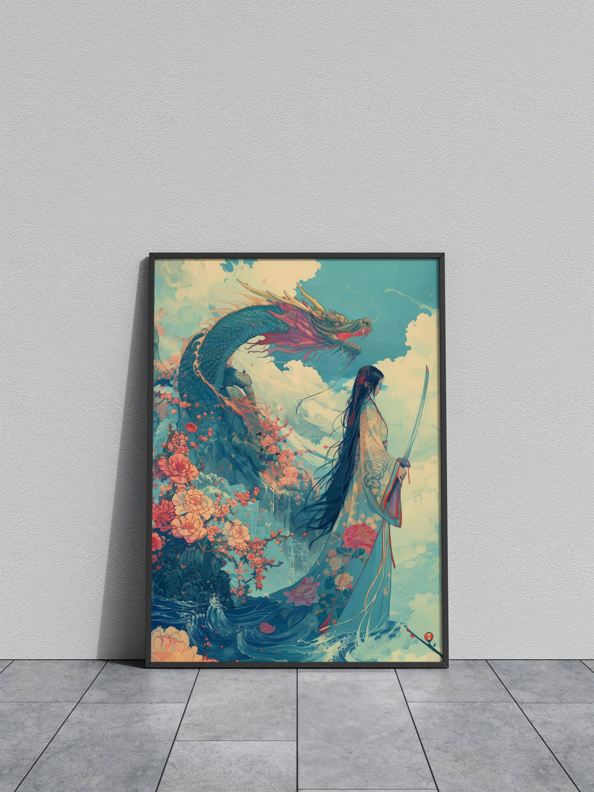 Geisha Samurai Dragon Asian Style Poster | Wall Art for Home & Office | High-Quality Print - High-Quality Visual Display