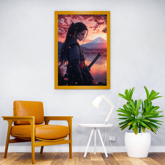 Geisha Samurai Woman at Sunset Asian Style Poster | Wall Art for Home & Office | High-Quality Print - High-Quality Visual Display