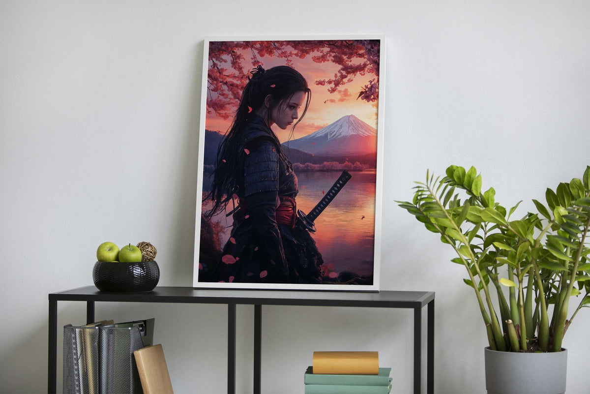 Geisha Samurai Woman at Sunset Asian Style Poster | Wall Art for Home & Office | High-Quality Print - High-Quality Visual Display