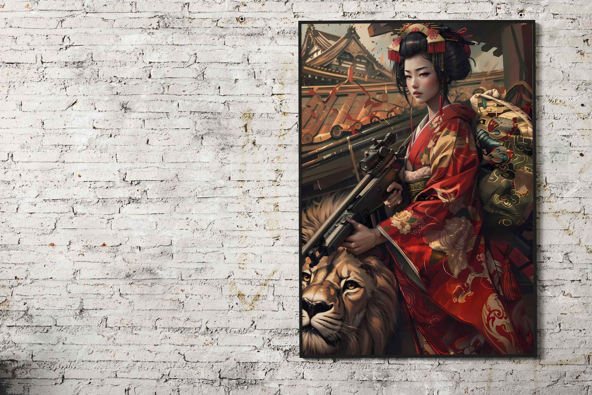 Geisha Sentinel Asian Style Poster | Wall Art for Home & Office | High-Quality Print - High-Quality Visual Display