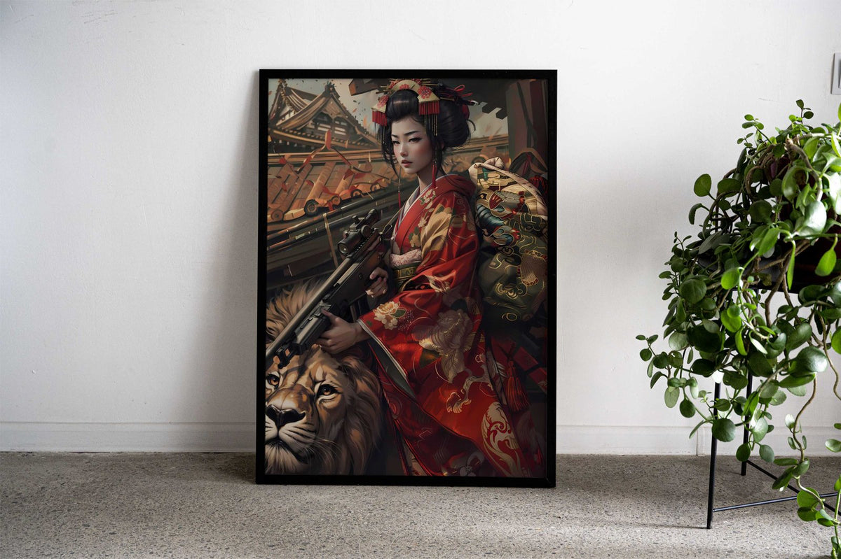 Geisha Sentinel Asian Style Poster | Wall Art for Home & Office | High-Quality Print - High-Quality Visual Display