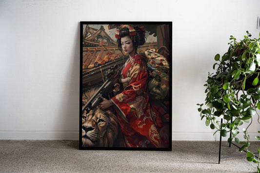 Geisha Sentinel Asian Style Poster | Wall Art for Home & Office | High-Quality Print - High-Quality Visual Display