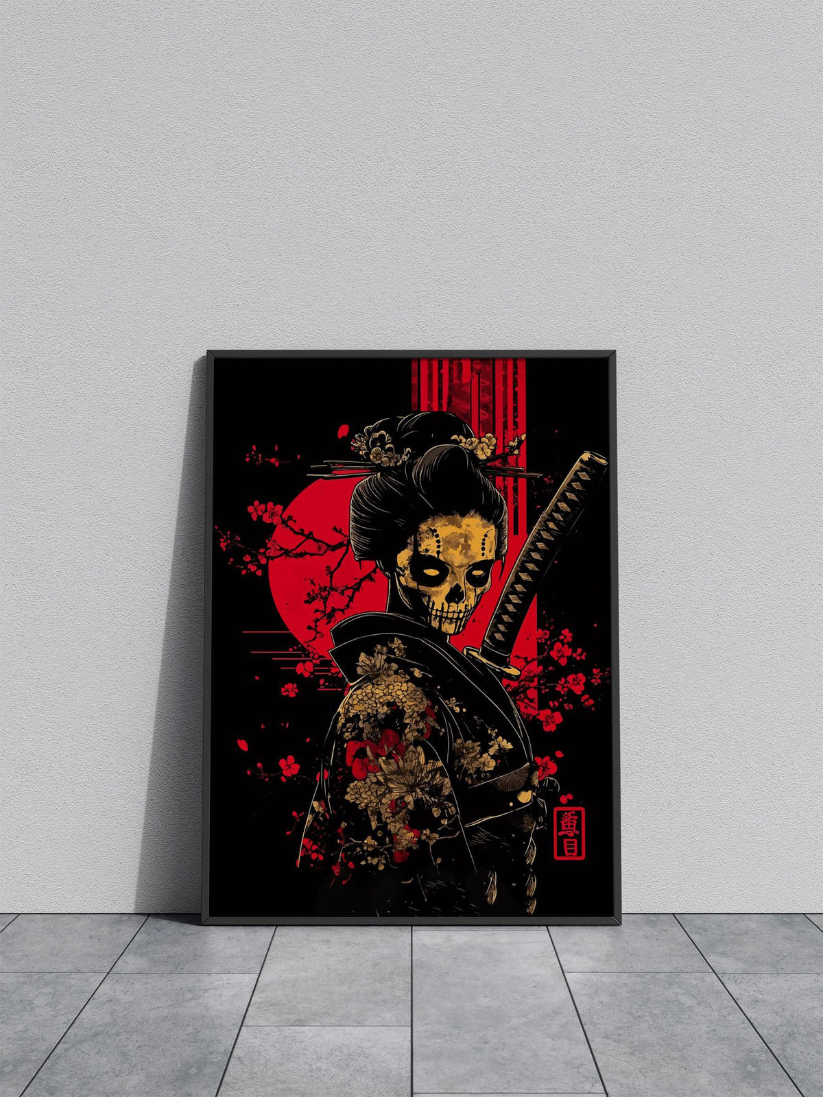 Geisha Skull Samurai Asian Style Poster | Wall Art for Home & Office | High-Quality Print - High-Quality Visual Display