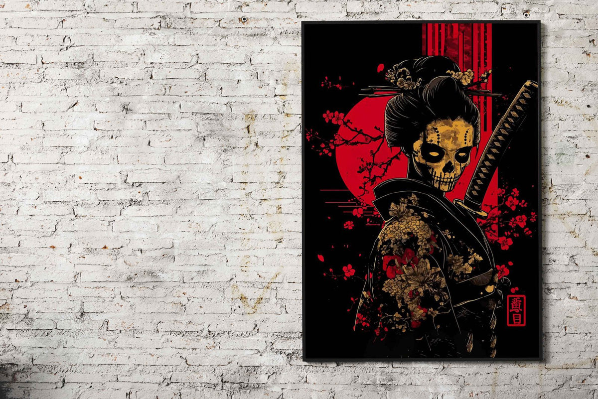 Geisha Skull Samurai Asian Style Poster | Wall Art for Home & Office | High-Quality Print - High-Quality Visual Display
