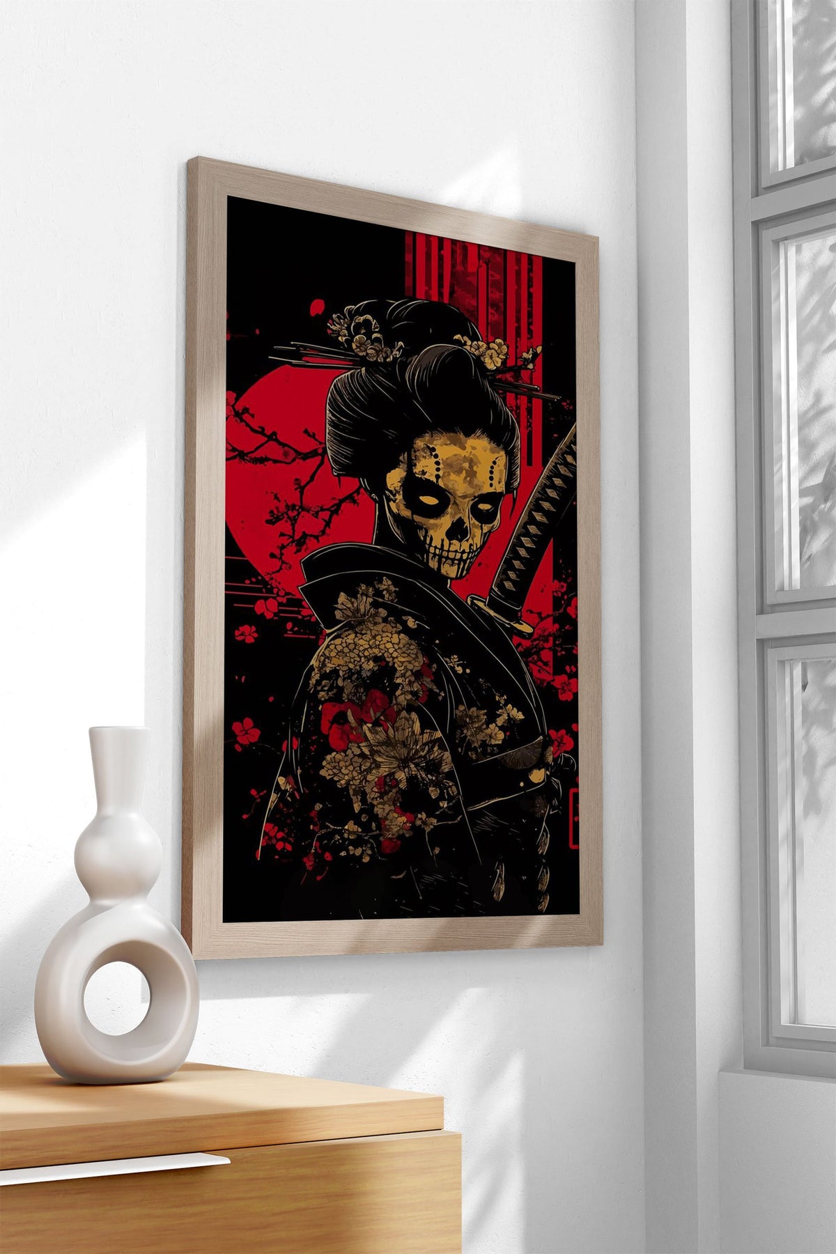 Geisha Skull Samurai Asian Style Poster | Wall Art for Home & Office | High-Quality Print - High-Quality Visual Display