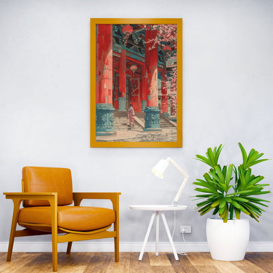 Geisha Temple Sakura Asian Style Poster | Wall Art for Home & Office | High-Quality Print - High-Quality Visual Display