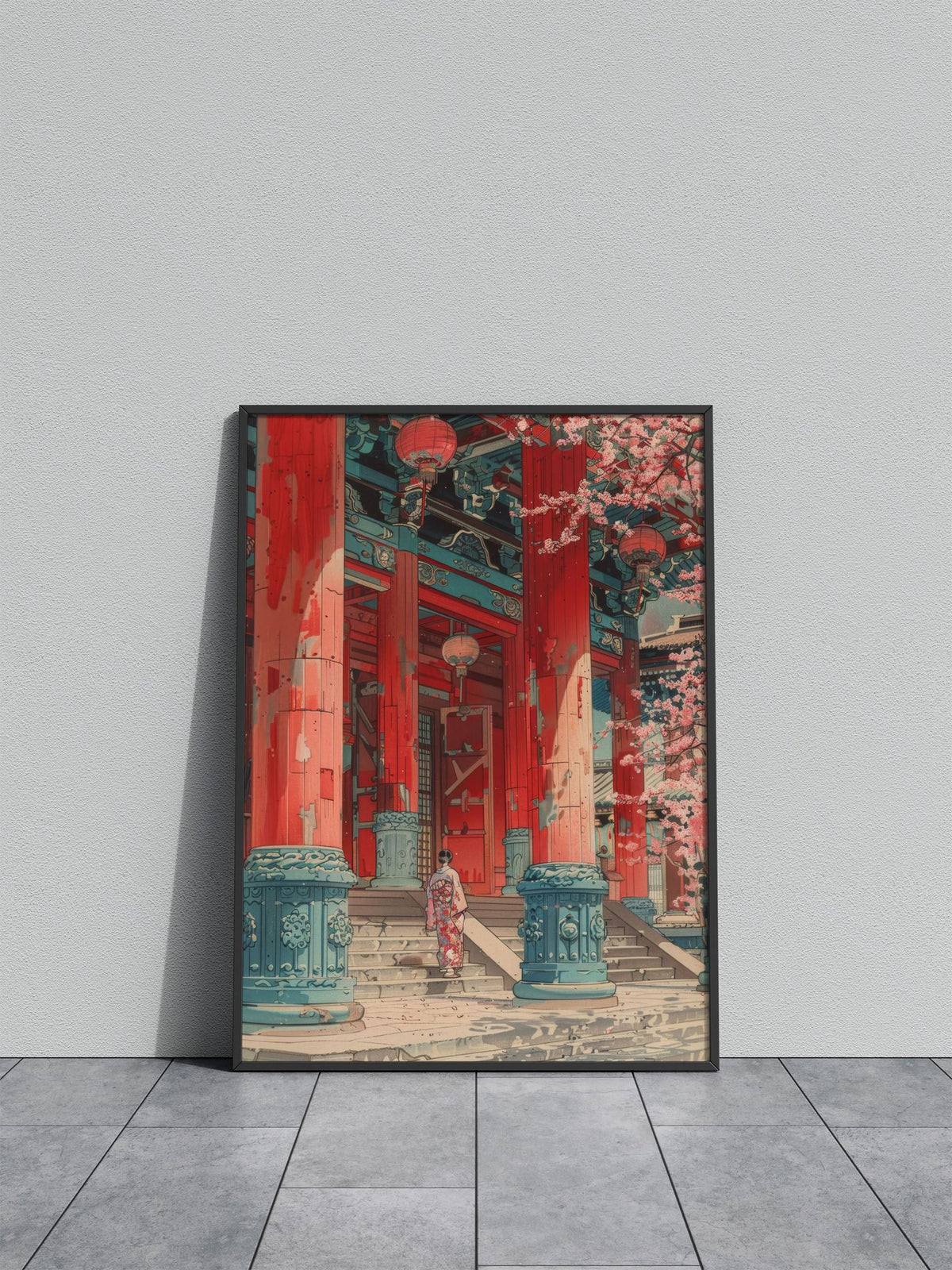 Geisha Temple Sakura Asian Style Poster | Wall Art for Home & Office | High-Quality Print - High-Quality Visual Display