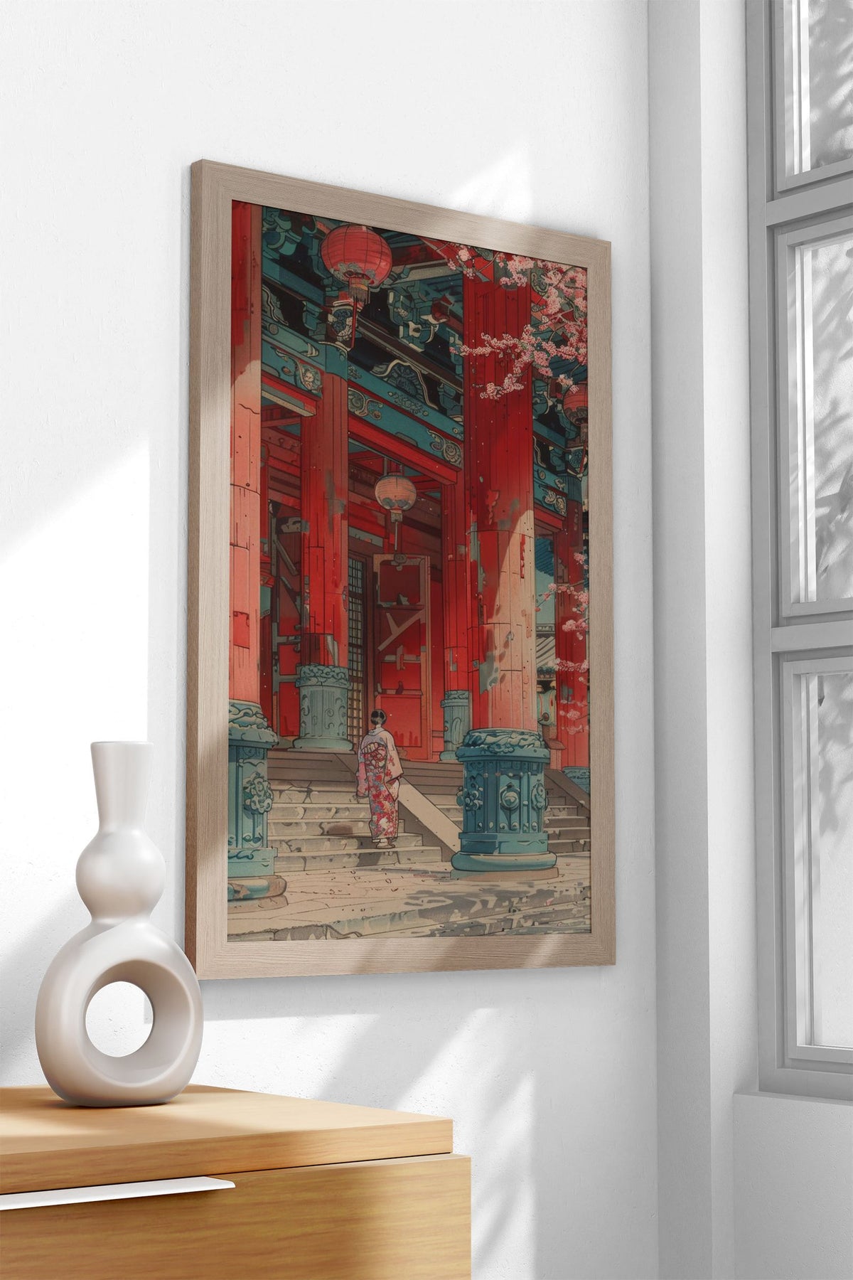 Geisha Temple Sakura Asian Style Poster | Wall Art for Home & Office | High-Quality Print - High-Quality Visual Display