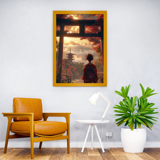 Geisha Torii Gate Fuji Asian Style Poster | Wall Art for Home & Office | High-Quality Print - High-Quality Visual Display