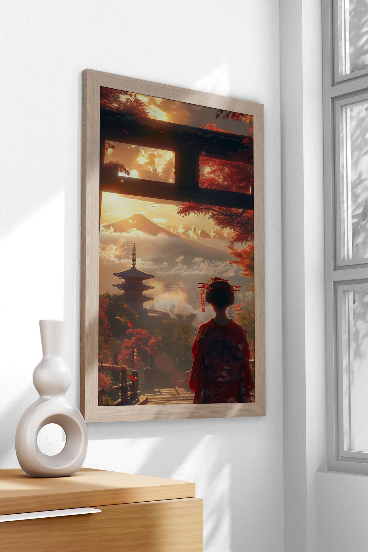 Geisha Torii Gate Fuji Asian Style Poster | Wall Art for Home & Office | High-Quality Print - High-Quality Visual Display