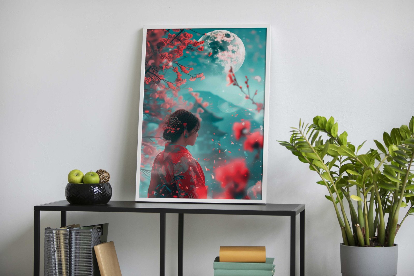 Geisha Under Full Moon Asian Style Poster | Wall Art for Home & Office | High-Quality Print - High-Quality Visual Display